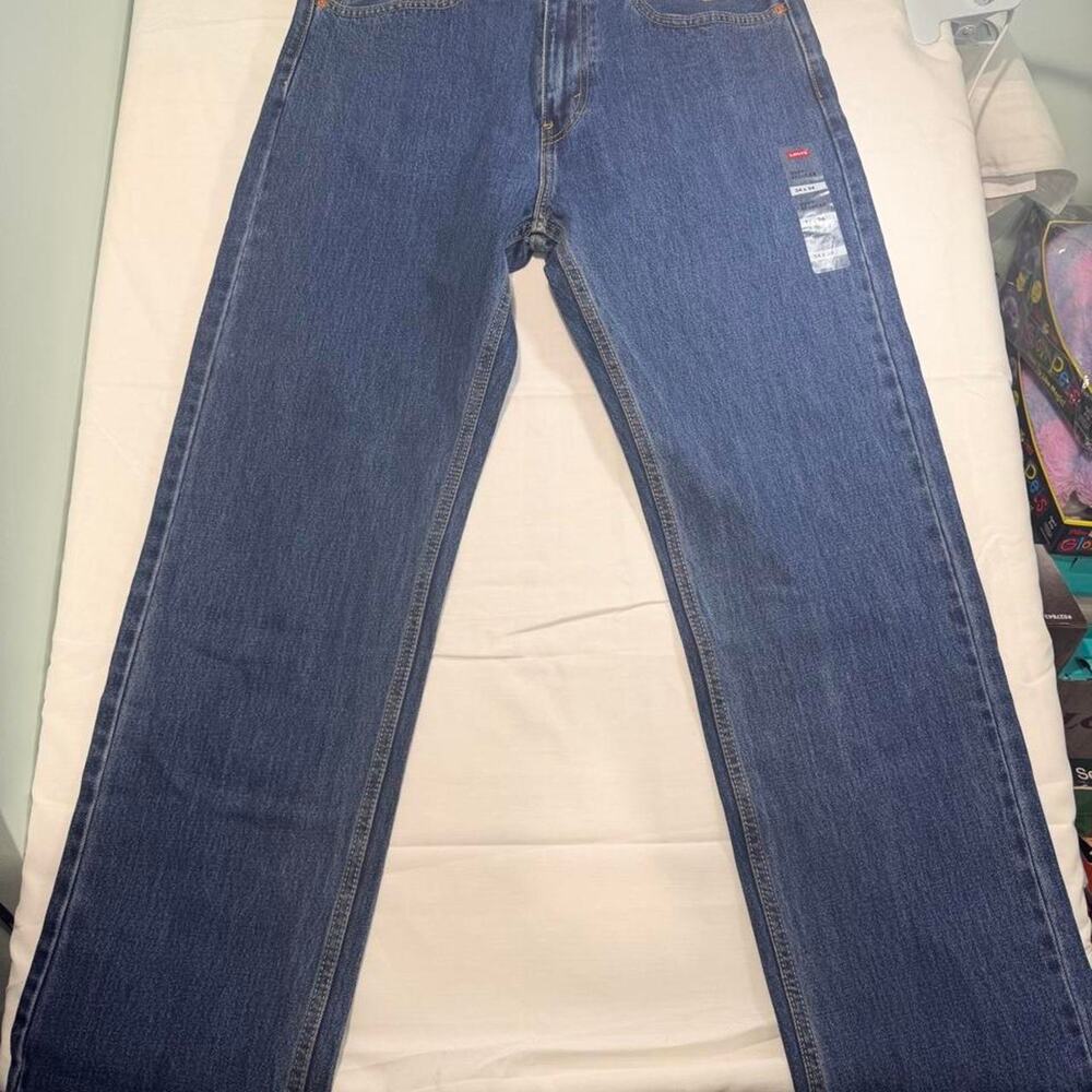 Levi's 505 Jeans Mens 34x34 Medium Wash Blue Regular Fit Straight Leg NWT denim